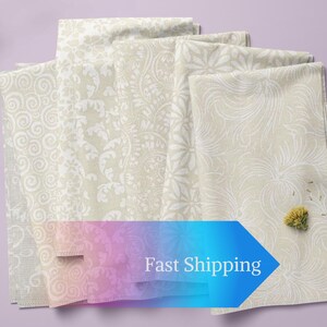 White on Natural Half Yard Cuts Ivory Quilt Fabric Tone on Tone Neutral Background Fabric by the Yard Sewing Gift 100% Cotton Stash Builder