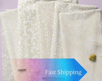 White on Natural Half Yard Cuts Ivory Quilt Fabric Tone on Tone Neutral Background Fabric by the Yard Sewing Gift 100% Cotton Stash Builder