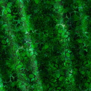 May include: A fabric featuring a deep emerald green and black mottled pattern with an overlay of dark, organic, rounded shapes that resemble interconnected leaves or stones, creating a textured, layered appearance across the entire surface.