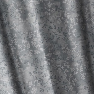 Gray Floral Cotton Fabric by the Half Yard Quilting Fabric for Sewing Projects Dressmaking Material Dove Gray Floral Print Fabric for Quilts