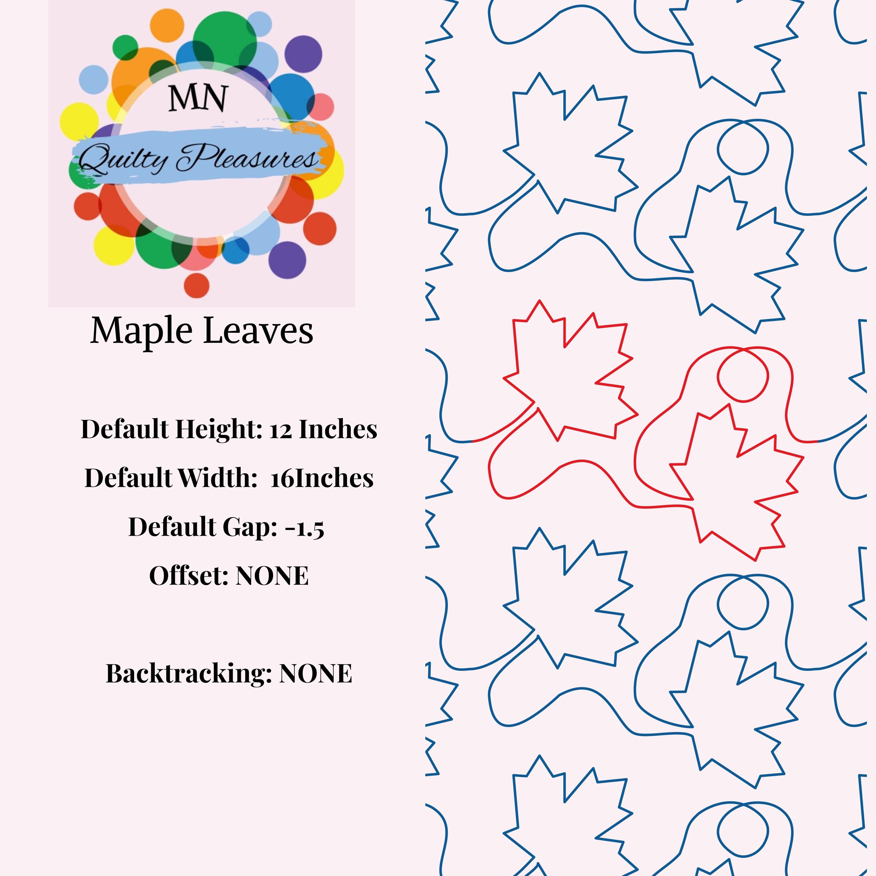 Fall Quilting Pattern Digital File Format Download Leaves E2E Panto ...