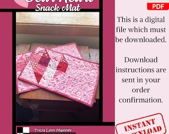 Dear Heart Snack Mat Placemat Pattern Kitchen Decor Valentine Decor Quilt Pattern Quilted Patchwork Project Beginner Friendly  Digital PDF