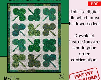 Clover Patch St Patricks Day Quilt Pattern Wall Hanging Quilted Irish Lap Throw Patchwork Project Beginner Friendly Shamrock Digital PDF
