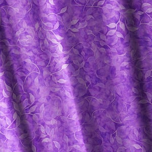 Lavender Leaf Quilting Fabric Baby Girl Nursery Botanical Leaf Pattern Spring Fabric Floral Purple  Cotton Quilting Fabric Half Yard Vine