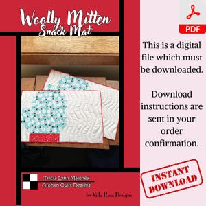 Woolly Mitten Snack Mat Digital Pattern Place Mat Pattern Beginner Friendly Patchwork Kitchen Decor Winter Holiday Placemat Pattern PDF