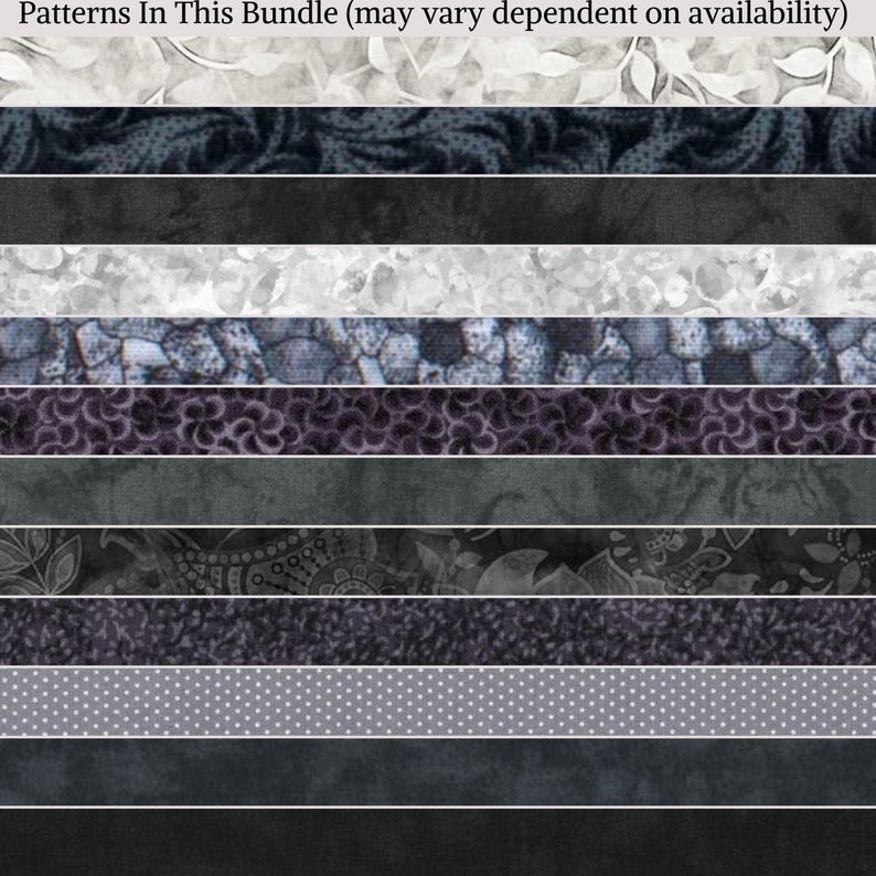 Black Grey Fat Quarter Bundle Quilt Fabric Black Tone on Tone Gift for Quilter Gift Sewing Cotton Stash Builder Grey Cotton Fabric image 2