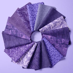 Purple Tones Fat Quarter Bundle  Cotton Quilt Stash Builder Tone on Tone Lavender Quilting Fabric Gift for Quilter Purple Tonal Blend