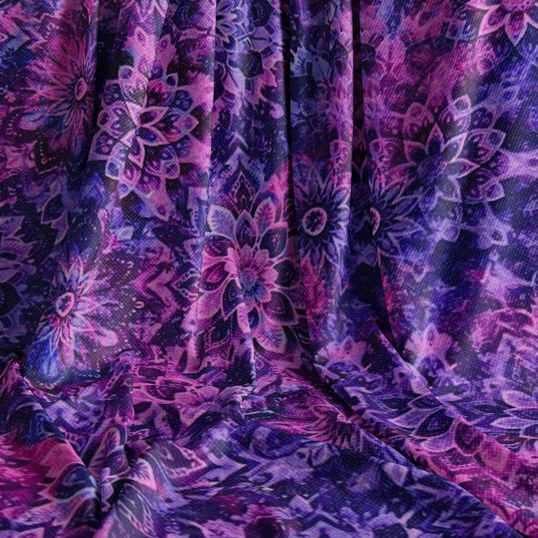 Pink Purple Blue Floral Cotton Fabric by the Half Yard Combed Cotton ...