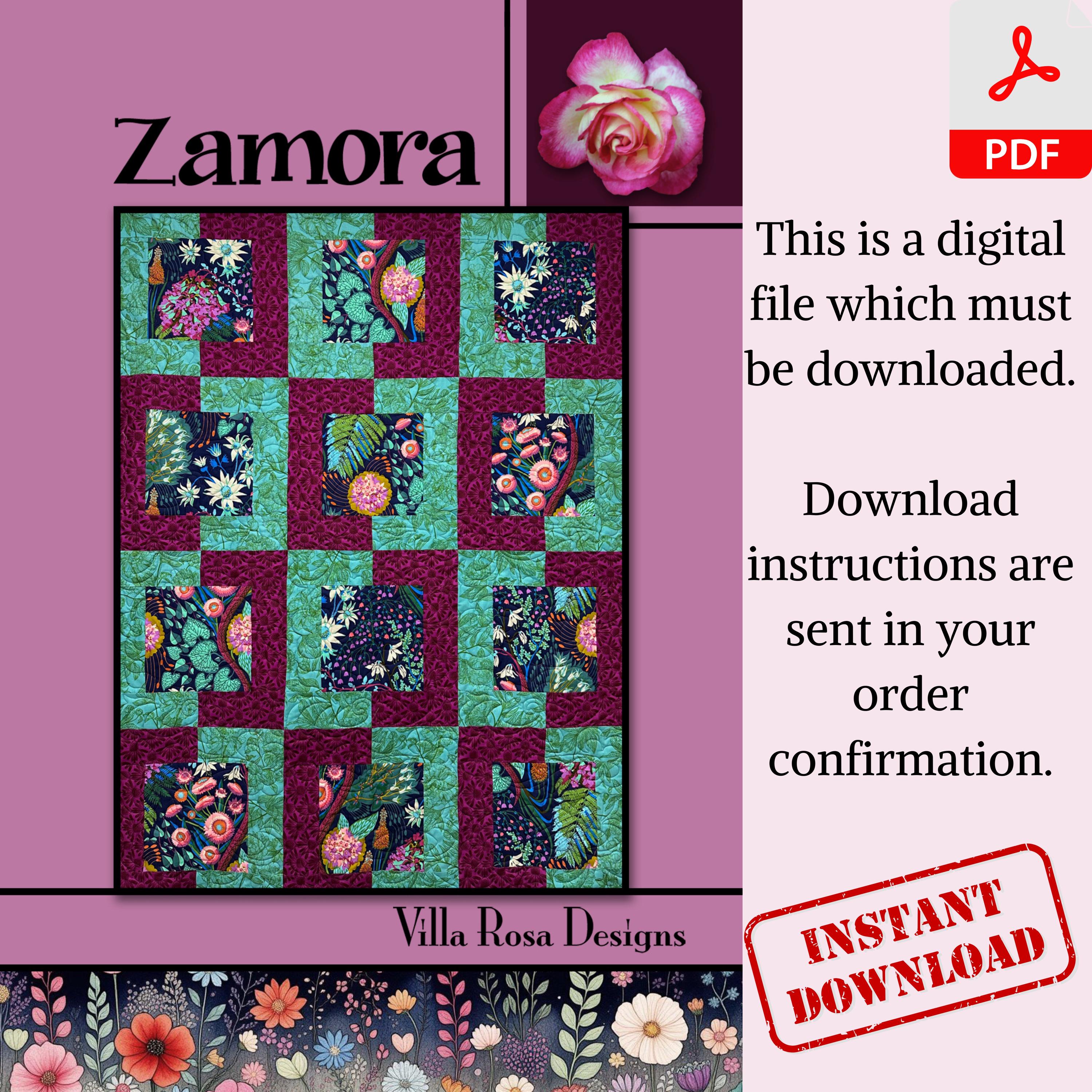 Zamora デジタルキルトパターン 3ヤード 壁掛けキルト ラップスロー 