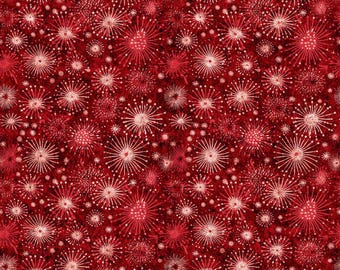 Patriotic Cotton Quilting Fabric Cotton Fabric Holiday Decor Red Fabric for 4th of July Fireworks Combed Cotton Fabric by the Half Yard 6