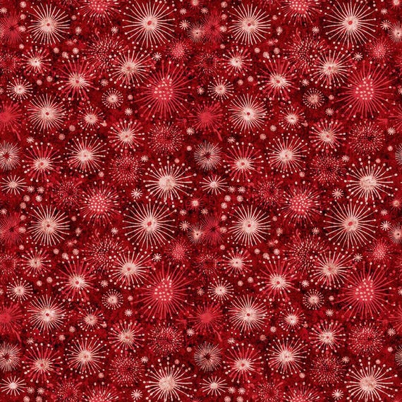 Patriotic Cotton Quilting Fabric Cotton Fabric Holiday Decor Red Fabric for 4th of July Fireworks Combed Cotton Fabric by the Half Yard 6