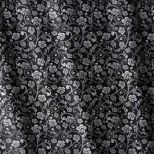 White on Black Floral Swirl Fabric for Quilting Fabric by Half Yard Small Print White Floral Black Background Cotton Quilting Fabric 12