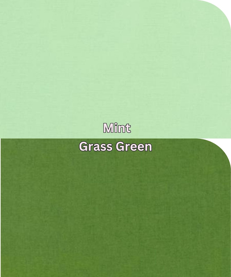 Pu&ograve; includere: Immagine divisa in due parti, con campioni di colori a tinta unita. La parte superiore &egrave; verde menta chiaro, e la parte inferiore &egrave; verde erba pi&ugrave; scuro. Le etichette indicano i colori "Mint" e "Grass Green".