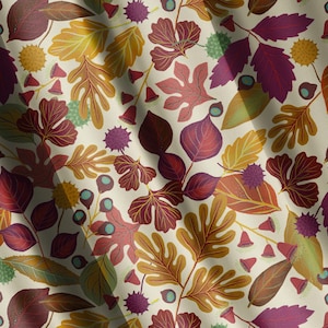 Fall Fabric by the Half Yard Continuous Autumn Leaves Thanksgiving Fabric Fall Leaves Cotton Fabric PB Textiles Harvest Mini Cotton Fabric