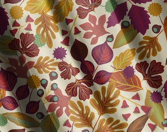 Fall Fabric by the Half Yard Continuous Autumn Leaves Thanksgiving Fabric Fall Leaves Cotton Fabric PB Textiles Harvest Mini Cotton Fabric