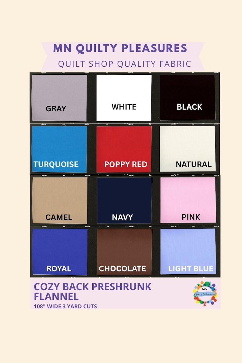 Wide Flannel Fabric Premium Cotton Material Preshrunk Quilt Backing Lightweight Yardage Quilting Supply Extra Wide Backing Material Soft Texture Solid Color Options Craft Project Essential Professional Quilters Choice Quality Fabric