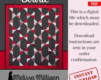 Vlinderdas digitaal quiltpatroon charmepakket vriendelijke Fat Quarter moderne gewatteerde muur decor gewatteerde schoot gooien scrappy patchwork project pdf-bestand