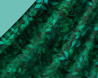 Green Cotton Quilt Fabric Vine Dance Green Blender Fabric for Quilting Fabric by the Half Yard Hunter Green Tonal Green Christmas Fabric v39