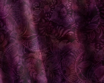 Plum Purple Pink Floral Cotton Quilting Fabric Vintage Paisley Fabric by the Half Yard Patchwork Cotton Floral Sewing Supply Vintage Floral