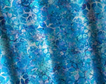 Aqua Blue Tonal Combed Cotton Digital Print Quilting Fabric Tone on Tone Cotton Aqua Blender Fabric Quilting Blue Fabric By Half Yard Kal 25