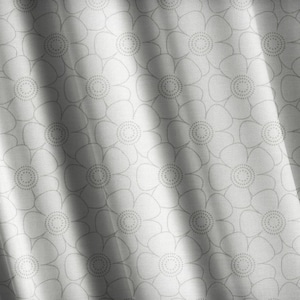 Clearance Gray Floral Fabric 108 Wideback Quilting Cotton Material White Background Tonal Pattern Abstract Design Continuous Cut Yardage