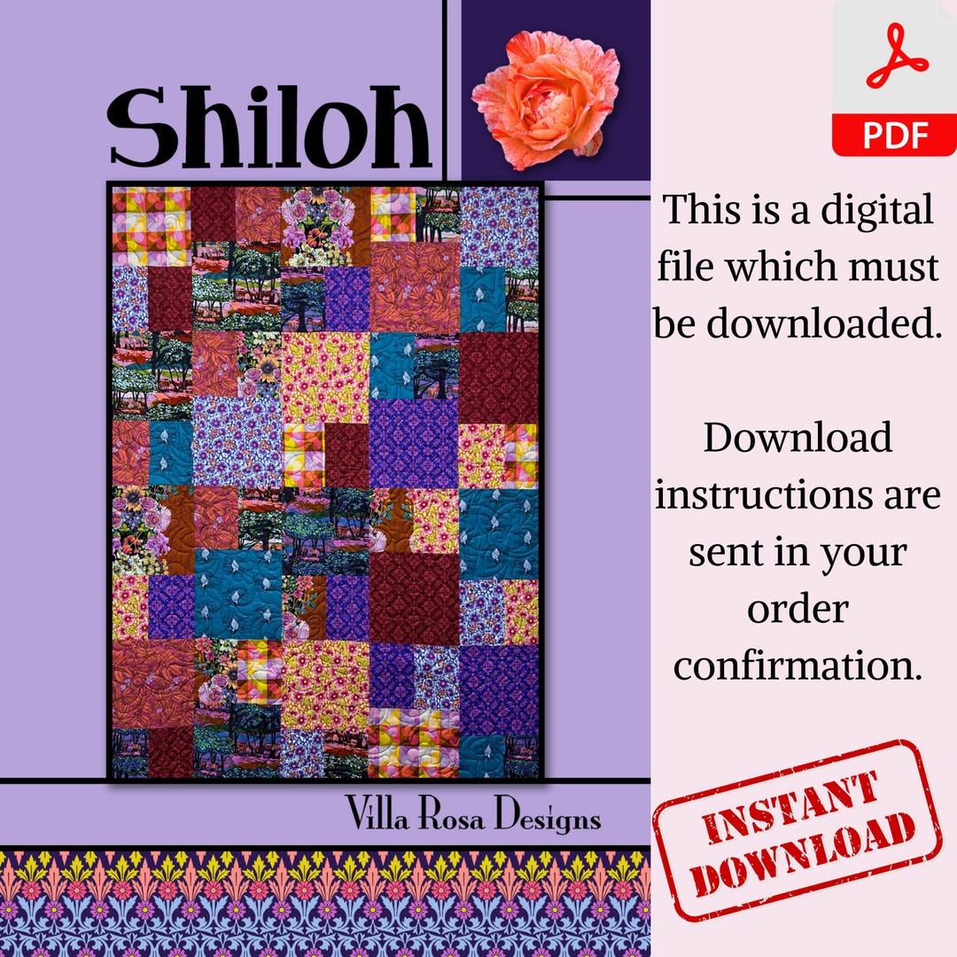 Shiloh Fat Quarter Beginner Friendly Quilt Pattern Quilted Lap Throw ...
