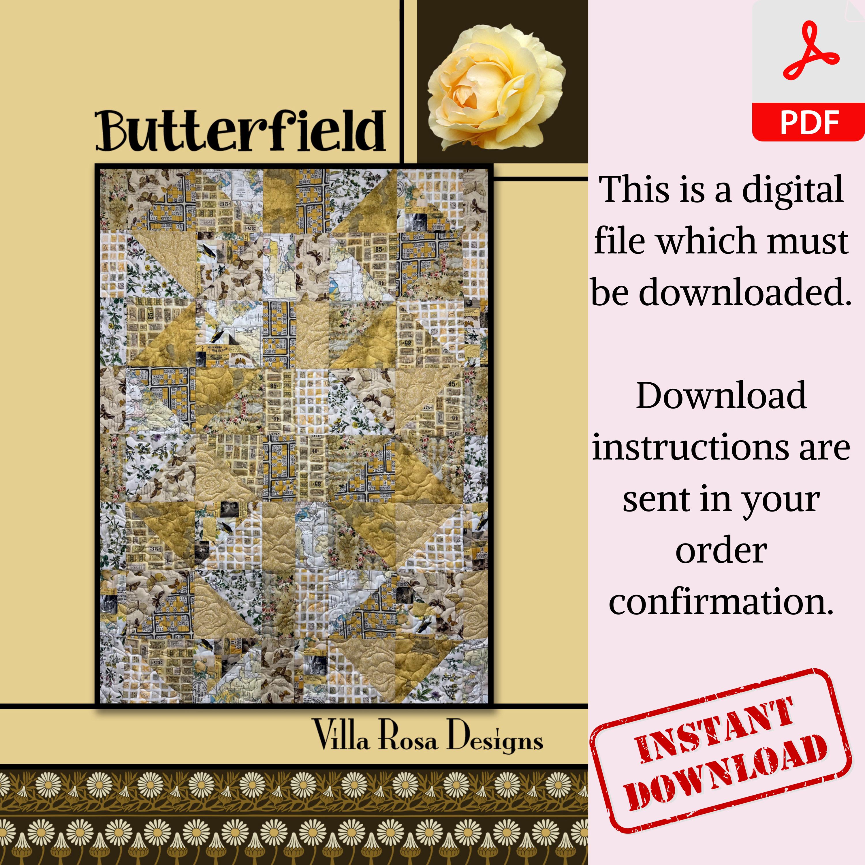 Butterfield Digital Quilt Pattern Fat Quarter Half Square Triangle Crib ...