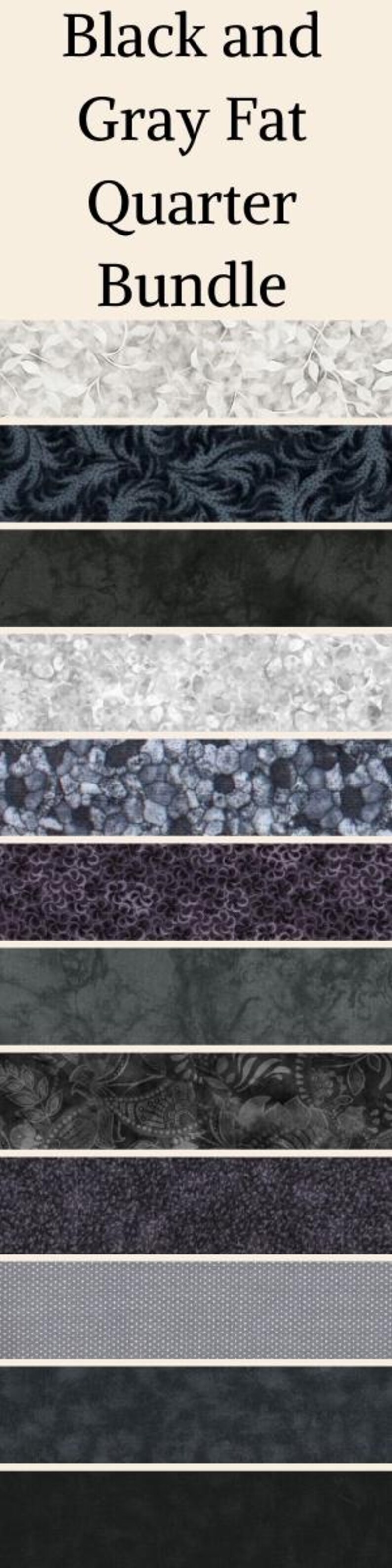 Black Grey Fat Quarter Bundle Quilt Fabric Black Tone on Tone Gift for Quilter Gift Sewing Cotton Stash Builder Grey Cotton Fabric image 5