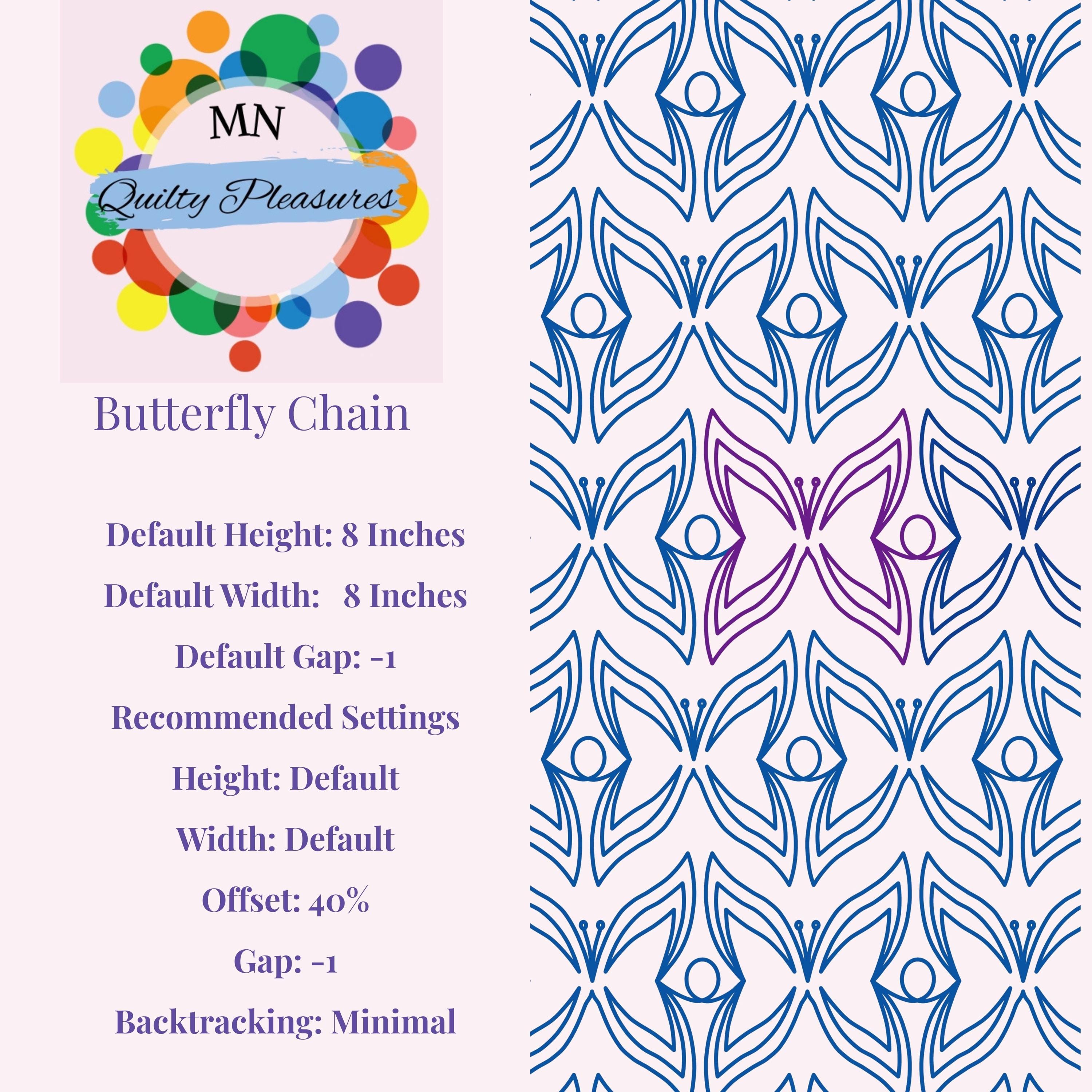 Butterfly Continuous Line Edge to Edge Pantograph for Longarm Quilting ...