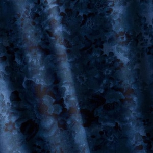 Navy Blue Faded Floral Fabric by the Half Yard Romantic Blue Blender Cotton Quilting Fabric 100% Cotton Dark Blue Continuous Cut Yardage