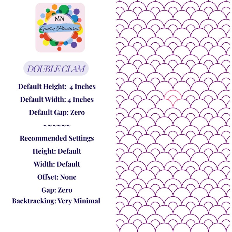 Digital Double Clamshell Pantograph Quilting Design Template File ...