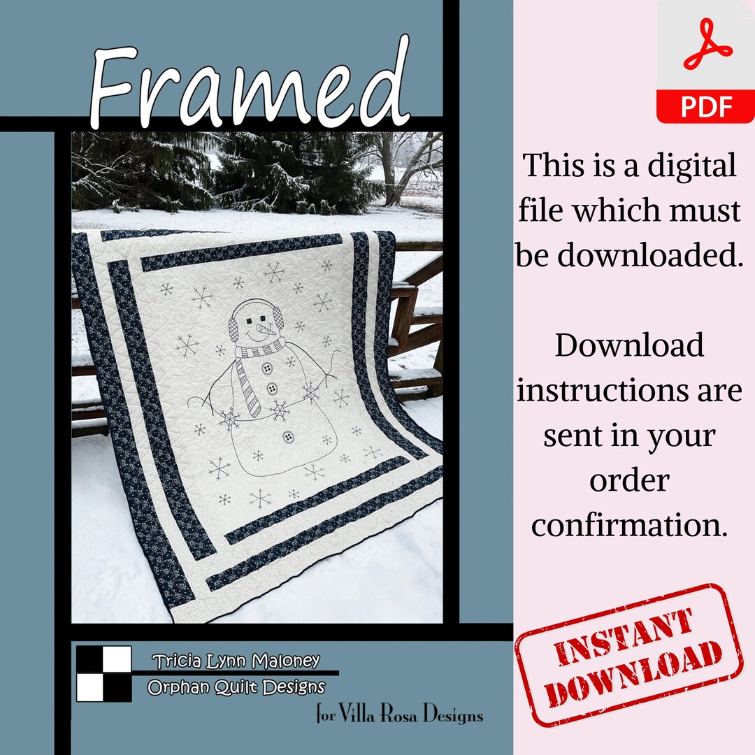 Framed Digital Quilt Pattern Winter Panel Quilt Pattern Wall Hanging ...