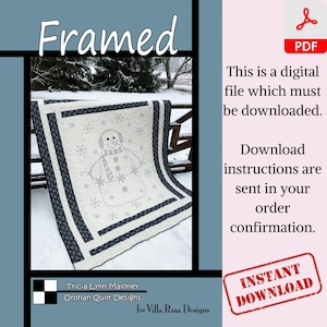 Framed Digital Quilt Pattern Winter Panel Quilt Pattern Wall Hanging Quilted Lap Throw Patchwork Project Beginner Friendly Home Decor PDF