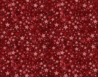 Red Patriotic Quilting Cotton Fabric Fat Quarter For Quilting Star Pattern Deep Red Background Americana Fabric Valor Fabric by Half Yard 17