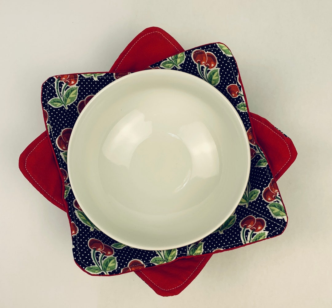 Microwavable Bowl Cozy Cherry Kitchen Decor Reversible Soup Bowl Pot