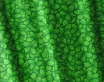 Kelly Green Floral Spring Cotton Quilting Fabric Continuous Cut Irish Green Fabric by the Half Yard Christmas Green Tonal Green Blender