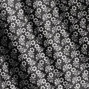White on Black Floral Continuous Cut Quilting Black and White Floral Fabric for Quilting Gift 19 45&quot; 100 Cotton Quilting Fabric by Half Yard