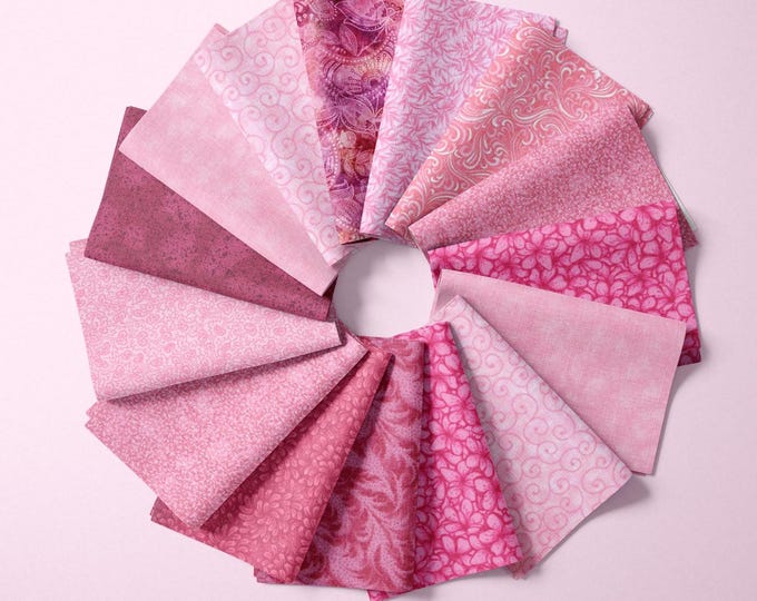 Pink Fat Quarter Bundle Fuchsia Pink Quilt Fabric Magenta Tone on Tone Gift for Quilter Gift Sewing Gift 100% Cotton Pink Stash Build