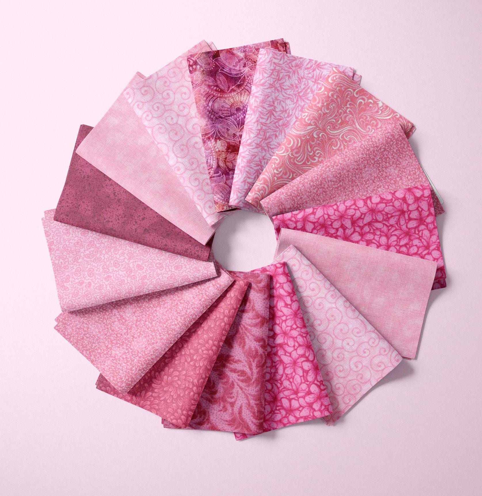 Pink Fat Quarter Bundle Fuchsia Pink Quilt Fabric Magenta Tone on Tone Gift for Quilter Gift Sewing Gift 100% Cotton Pink Stash Build