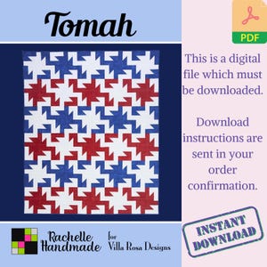 Tomah Patriotic Digital Quilt Pattern Wall Hanging Quilted Lap Throw Quilt of Valor Project 4th of July Home Decor Download Digital PDF