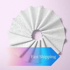 White on White Fat Quarter Bundle White on White Quilt Fabric Tone on Tone Gift for Quilter Gift Sewing Gift 100% Cotton Stash Builder