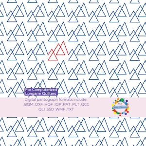 Diseño de pantógrafo de montaña Descarga digital Acolchado E2E Triángulo geométrico Escena de montaña Borde a borde Panto Archivo digital Línea continua