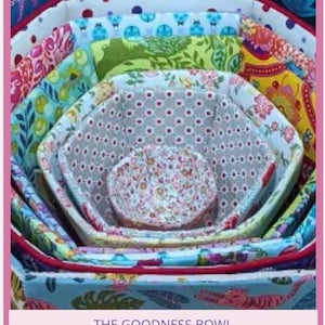 Fabric Bowl Pattern Paper Piecing Template Kit Beginner Project Sewing Tutorial Handmade Craft Home Organization Storage Container Textile