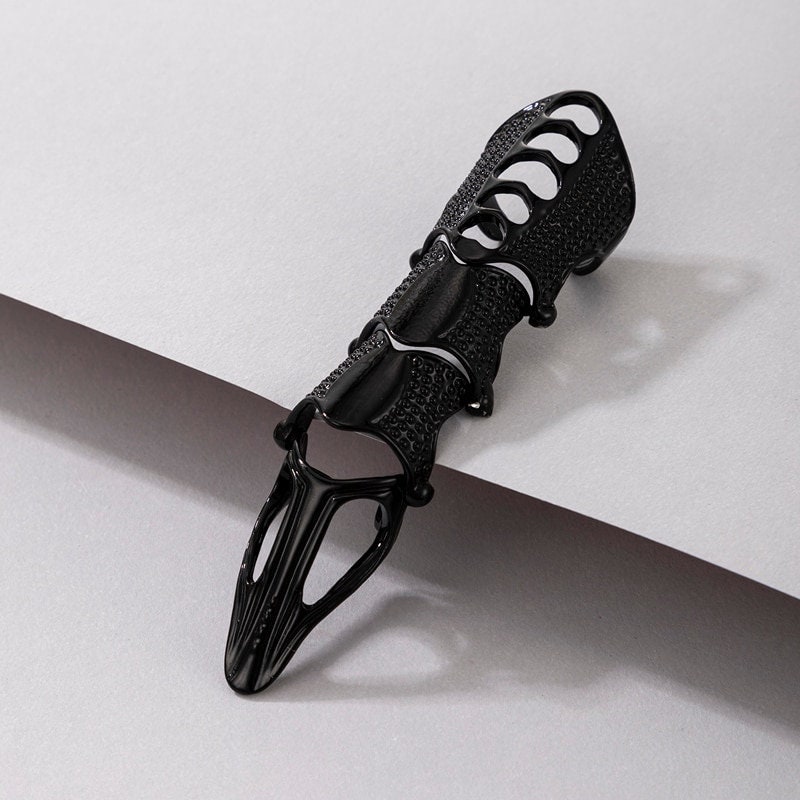 2pcs Punk Gothic Full Finger Armor Talon Claw Rings Robot Metal