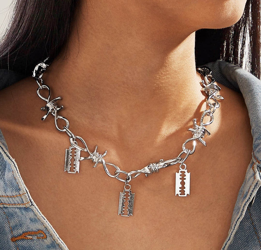 316L Stainless Steel Razor Blade Necklace Etsy