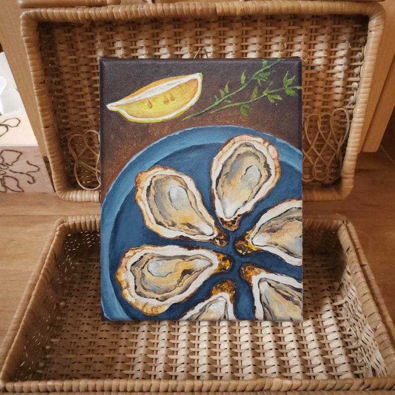 Oysters Painting Food Painting Still Life Painting for Kitchen & Dining