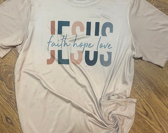 Jesus faith hope and love tee buttery soft luxe material unisex sizing christian