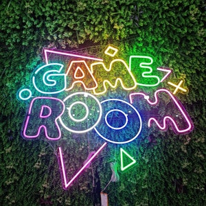 Sinal de néon para sala de jogos - Sinal de néon para jogos personalizados - Sinal de néon para jogos infantis - Sinal LED para sala de jogos - Sinal iluminado