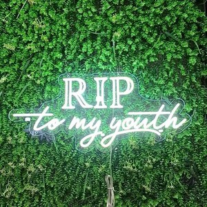 Rip To My Youth Neon Sign personalizzato - My Youth Neon Sign - Neon Sign Wall Decor - Neon Light Sign - Insegna LED personalizzata - Citazione insegna al neon