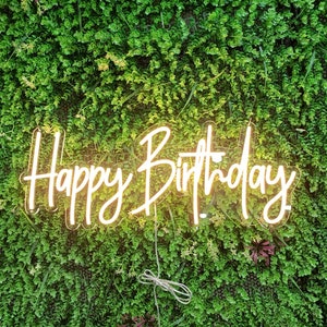 Letrero de neón de feliz cumpleaños - Suministros de decoración para fiesta de cumpleaños - Decoración de pared con letrero de neón - Letrero LED personalizado - Letrero de luz de neón